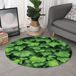 Green Ivy Leaf Print Round Rug