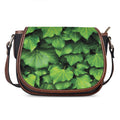 Green Ivy Leaf Print Saddle Bag