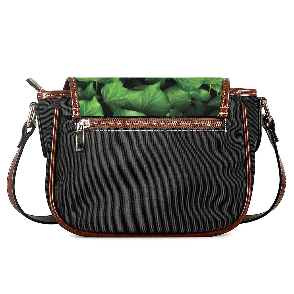 Green Ivy Leaf Print Saddle Bag