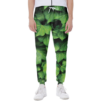 Green Ivy Leaf Print Scuba Joggers