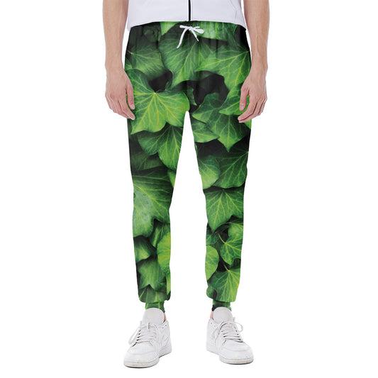 Green Ivy Leaf Print Scuba Joggers