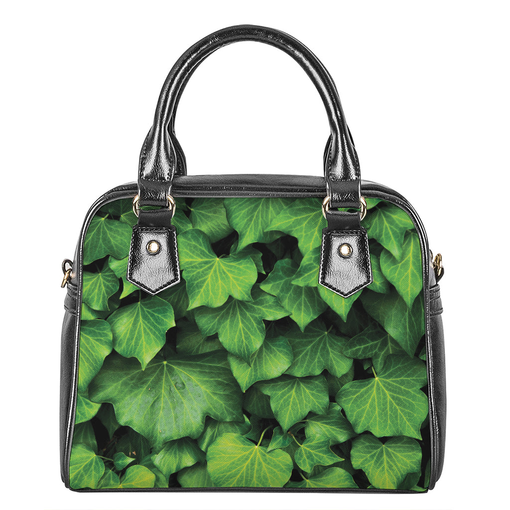 Green Ivy Leaf Print Shoulder Handbag