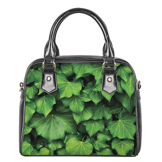 Green Ivy Leaf Print Shoulder Handbag