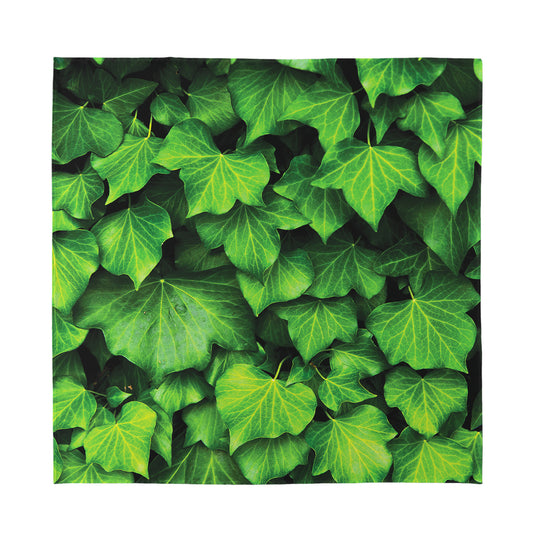 Green Ivy Leaf Print Silk Bandana