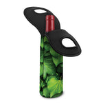 Green Ivy Leaf Print Single Neoprene Wine Tote