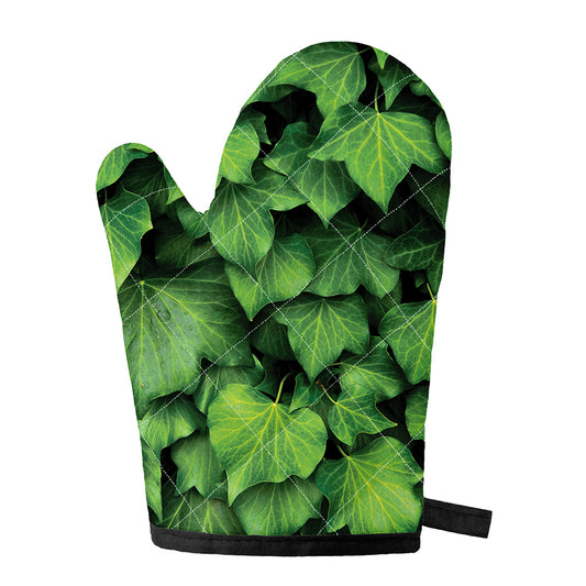 Green Ivy Leaf Print Single Oven Mitt