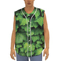 Green Ivy Leaf Print Sleeveless Baseball Jersey