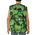 Green Ivy Leaf Print Sleeveless Baseball Jersey
