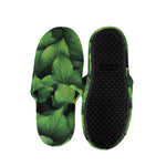 Green Ivy Leaf Print Slippers