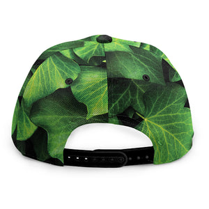 Green Ivy Leaf Print Snapback Cap