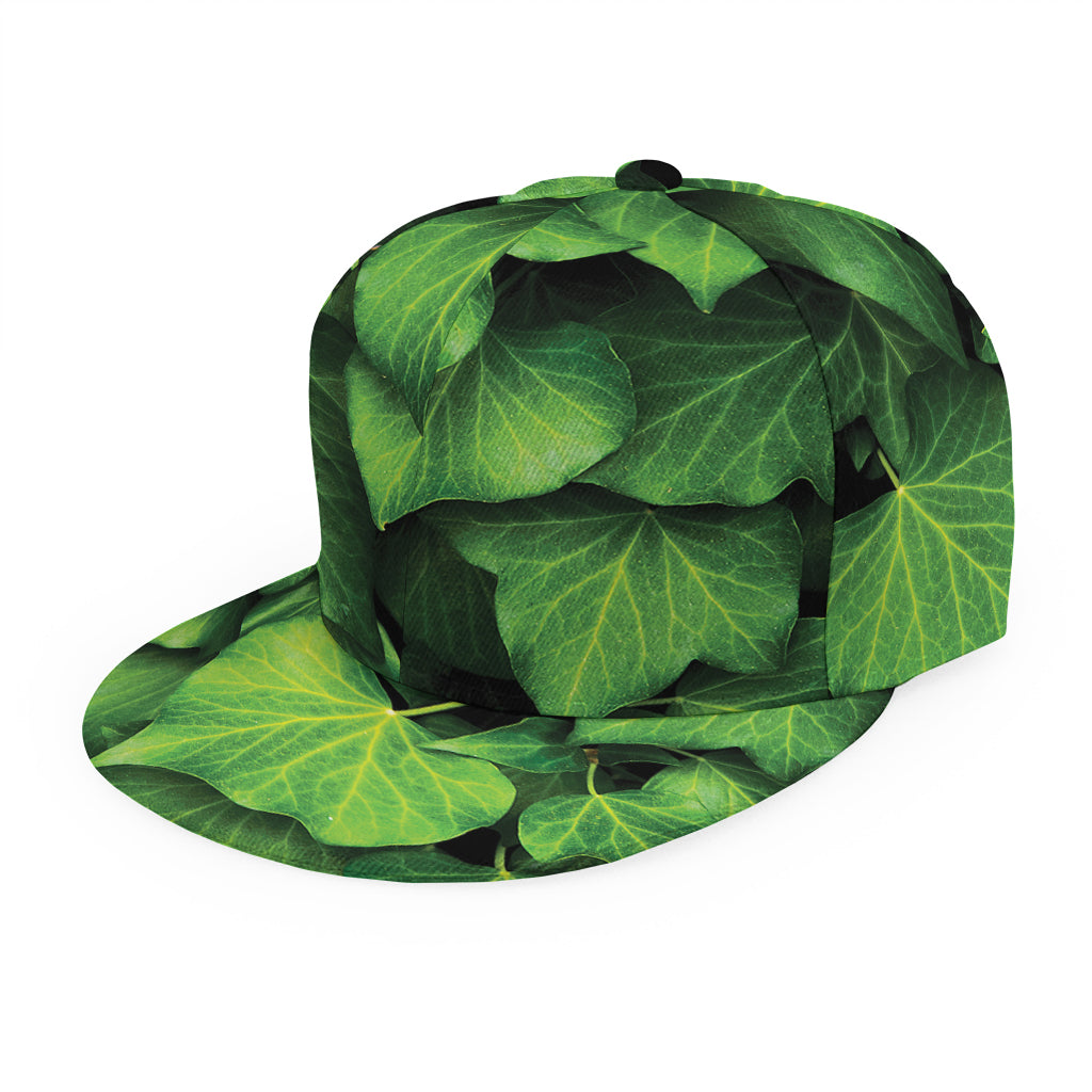 Green Ivy Leaf Print Snapback Cap