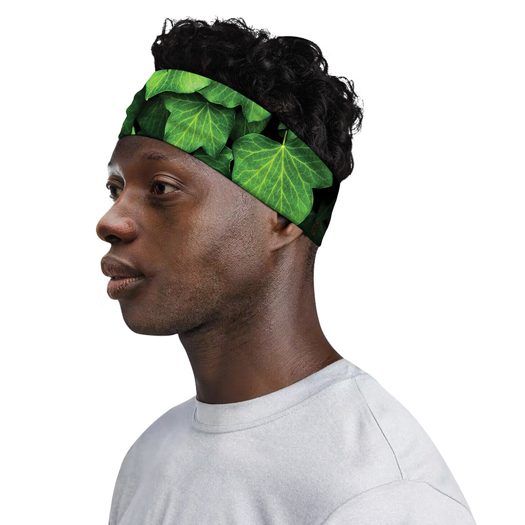 Green Ivy Leaf Print Sports Headband