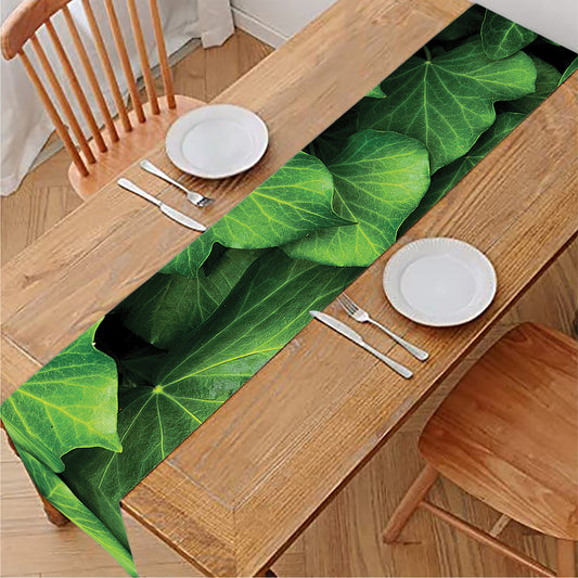 Green Ivy Leaf Print Table Runner