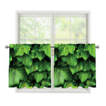 Green Ivy Leaf Print Tier Curtains