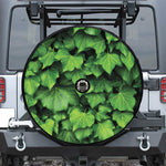 Green Ivy Leaf Print Tire Cover With Camera Hole