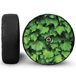 Green Ivy Leaf Print Tire Cover With Camera Hole