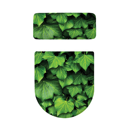 Green Ivy Leaf Print Toilet Lid And Tank Cover Set