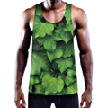 Green Ivy Leaf Print Men's Workout Tank Top
