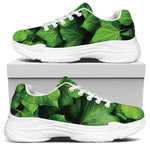 Green Ivy Leaf Print White Chunky Shoes