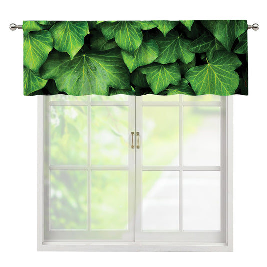 Green Ivy Leaf Print Window Valance