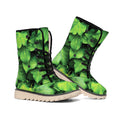 Green Ivy Leaf Print Winter Boots