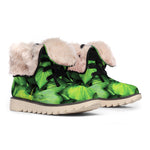 Green Ivy Leaf Print Winter Boots