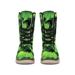 Green Ivy Leaf Print Winter Boots