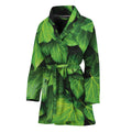 Green Ivy Leaf Print Women's Bathrobe