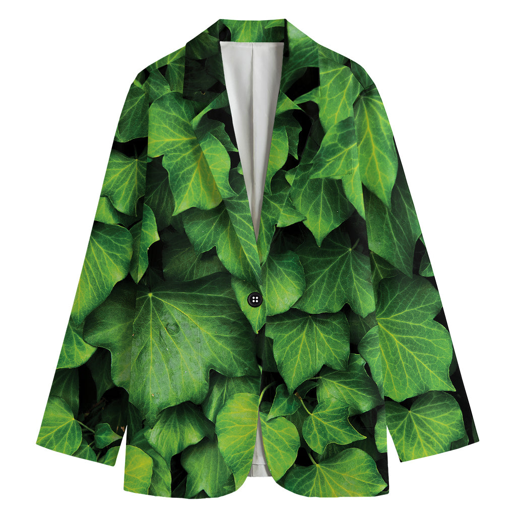 Green Ivy Leaf Print Women's Blazer