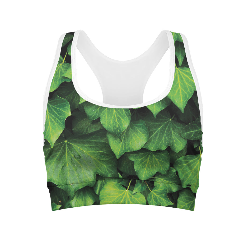 Green Ivy Leaf Print Women's Sports Bra