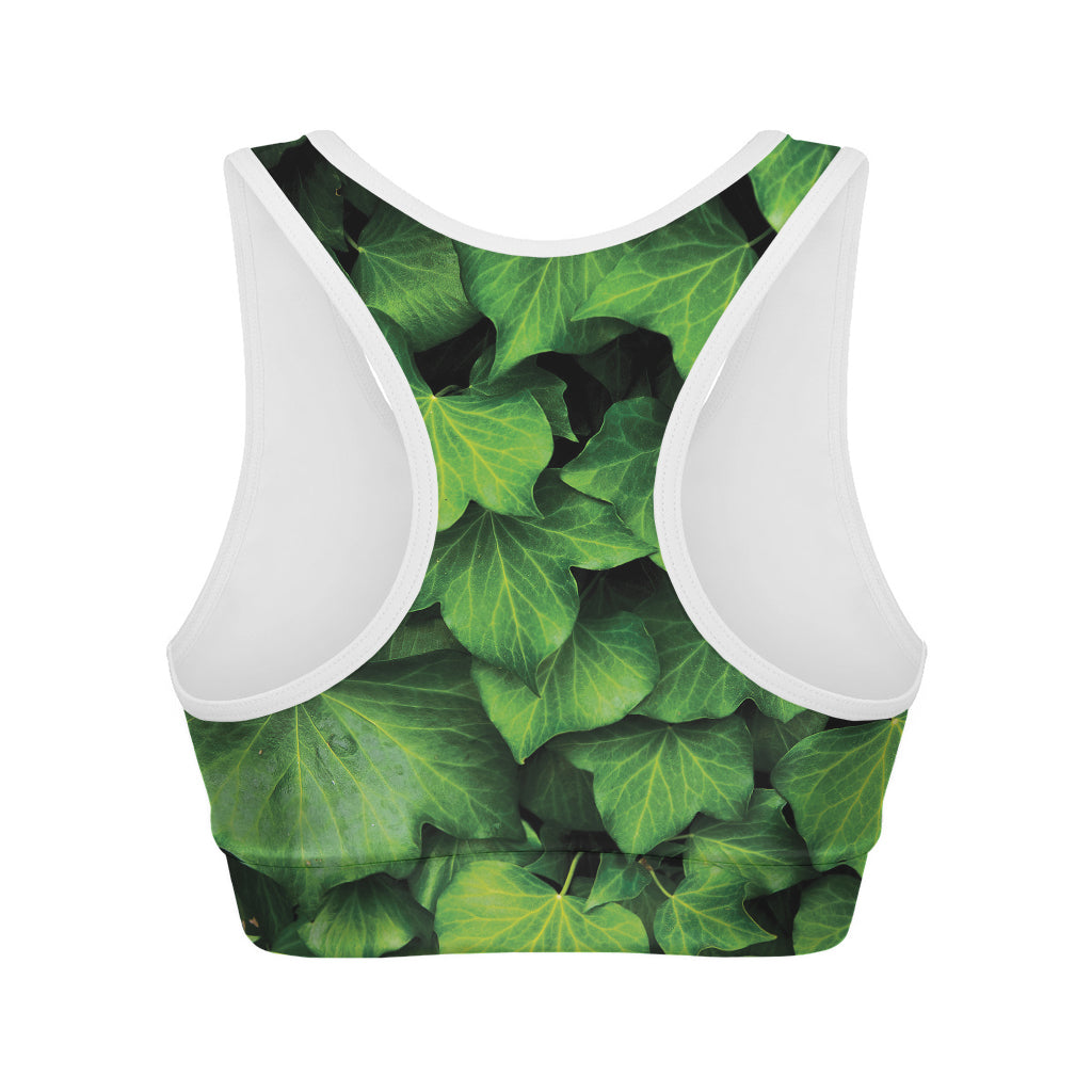 Green Ivy Leaf Print Women's Sports Bra