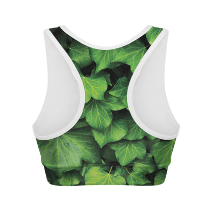 Green Ivy Leaf Print Women's Sports Bra