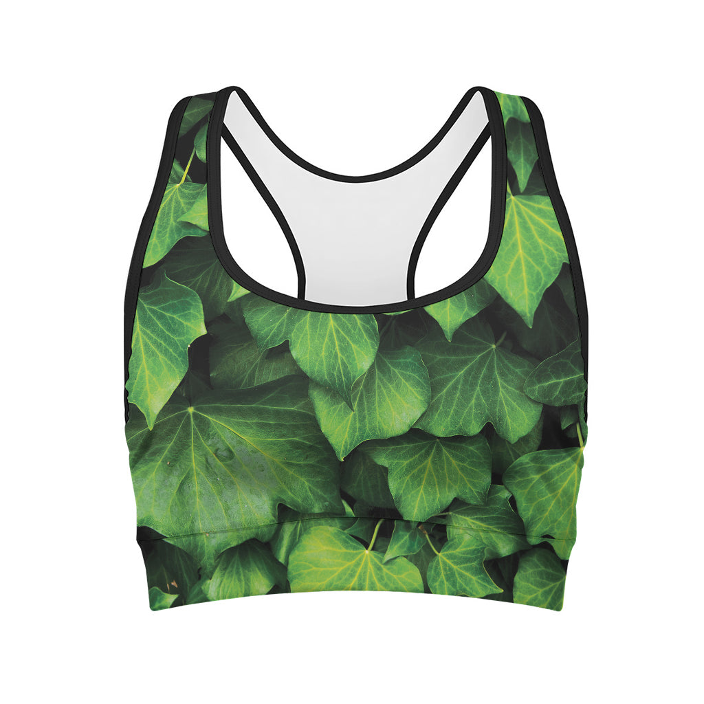 Green Ivy Leaf Print Women's Sports Bra