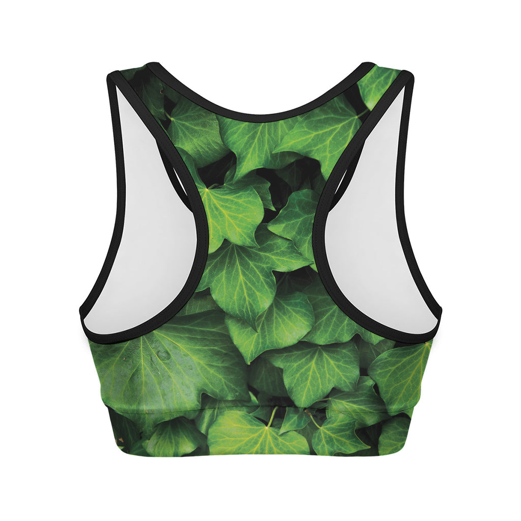Green Ivy Leaf Print Women's Sports Bra
