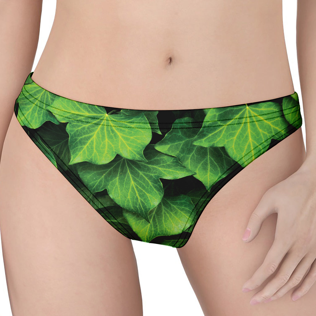 Green Ivy Leaf Print Women's Thong