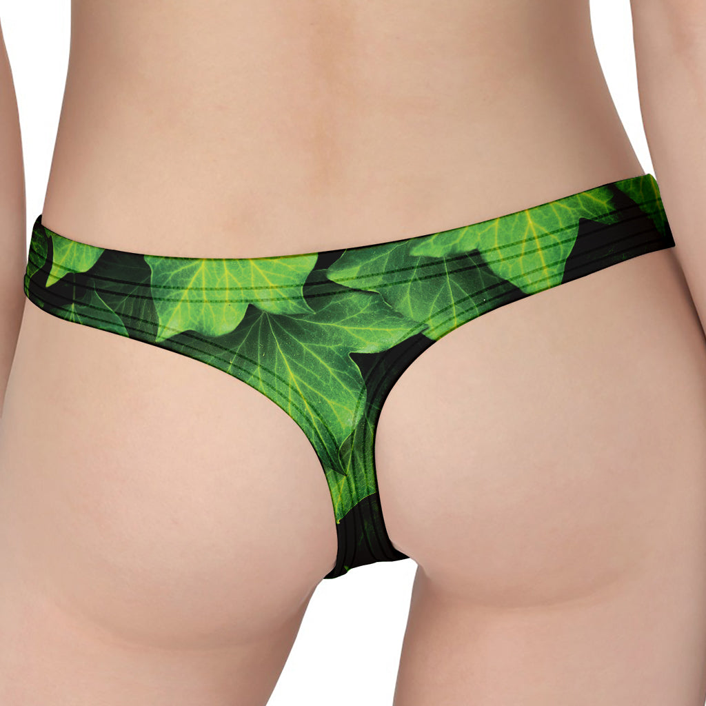 Green Ivy Leaf Print Women's Thong