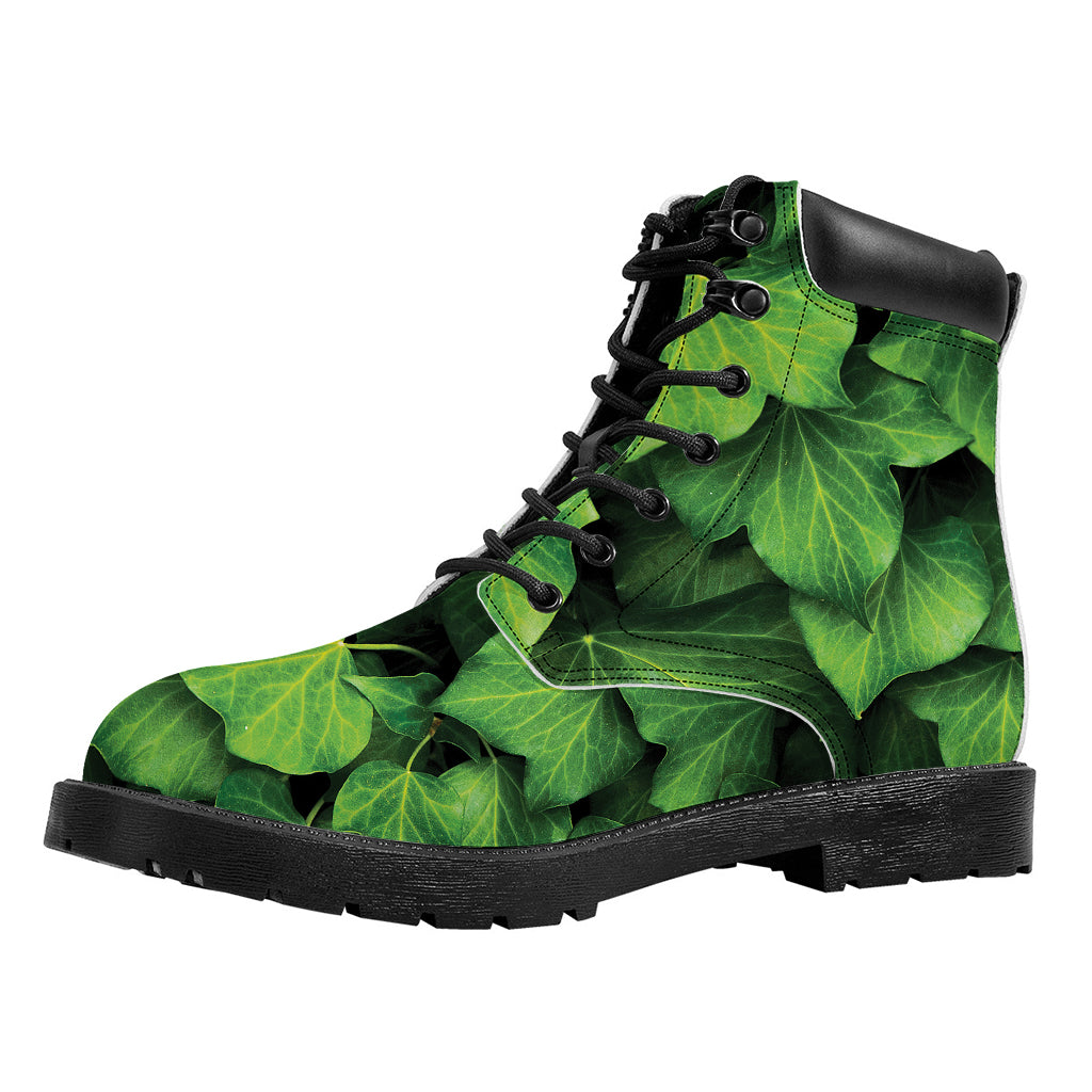 Green Ivy Leaf Print Work Boots