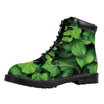 Green Ivy Leaf Print Work Boots