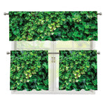 Green Ivy Wall Print 3 Piece Kitchen Curtains