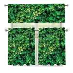 Green Ivy Wall Print 3 Piece Kitchen Curtains