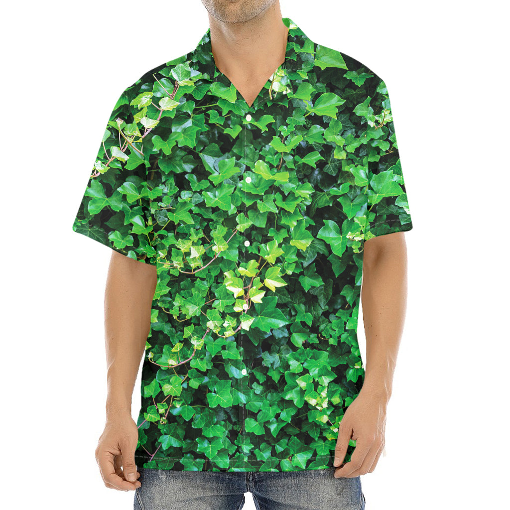 Green Ivy Wall Print Aloha Shirt