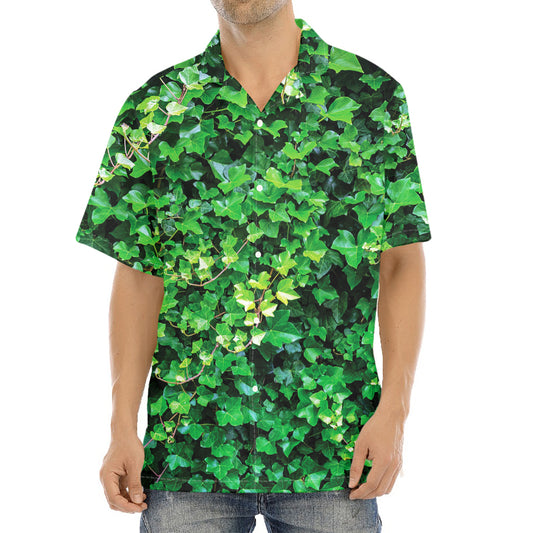 Green Ivy Wall Print Aloha Shirt