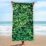 Green Ivy Wall Print Beach Towel