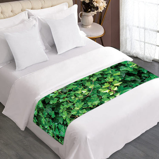 Green Ivy Wall Print Bed Runner