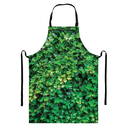 Green Ivy Wall Print Bib Apron With Pocket