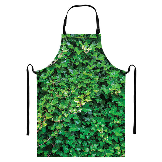 Green Ivy Wall Print Bib Apron With Pocket