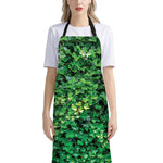 Green Ivy Wall Print Bib Apron With Pocket