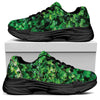 Green Ivy Wall Print Black Chunky Shoes