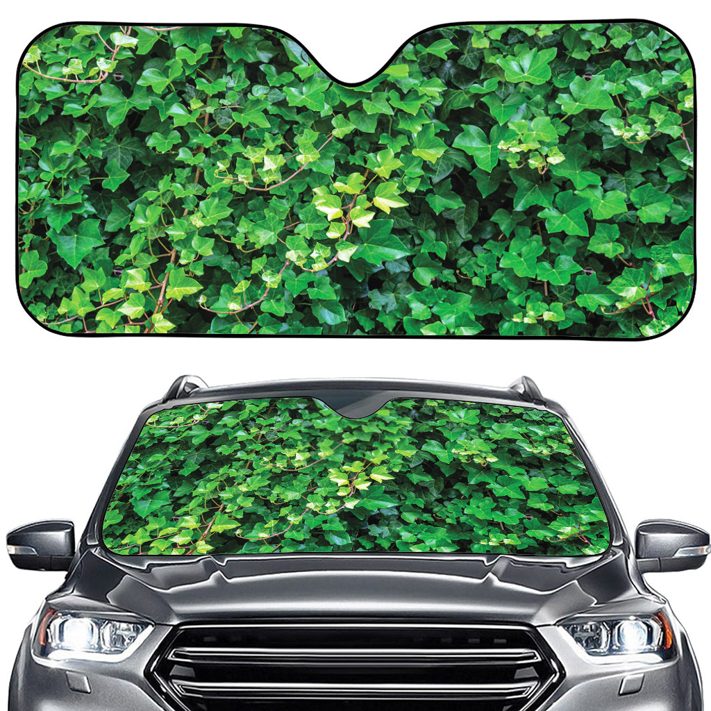 Green Ivy Wall Print Car Windshield Sun Shade