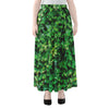 Green Ivy Wall Print Chiffon Maxi Skirt